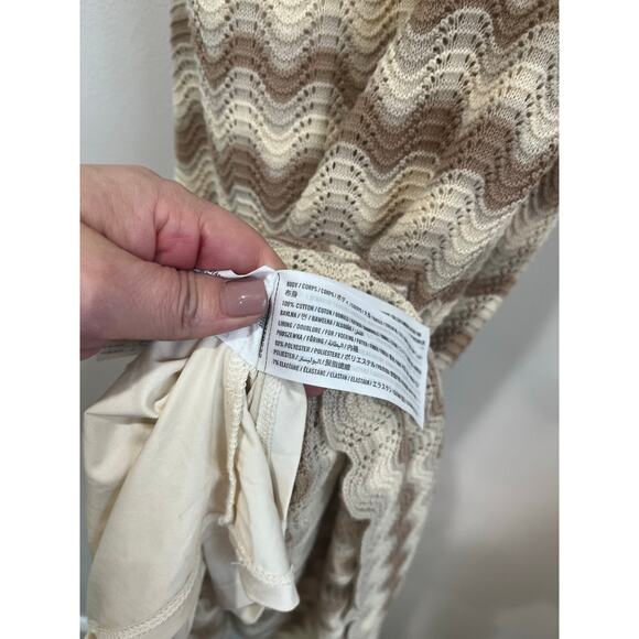 Hollister Crochet Knit Neutral Chevron Boho Festival Midi Dress Size XS - Picture 9 of 11